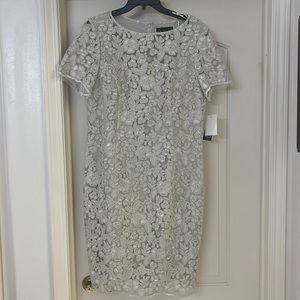 NWT Ivory Embroidered Overlay Dress